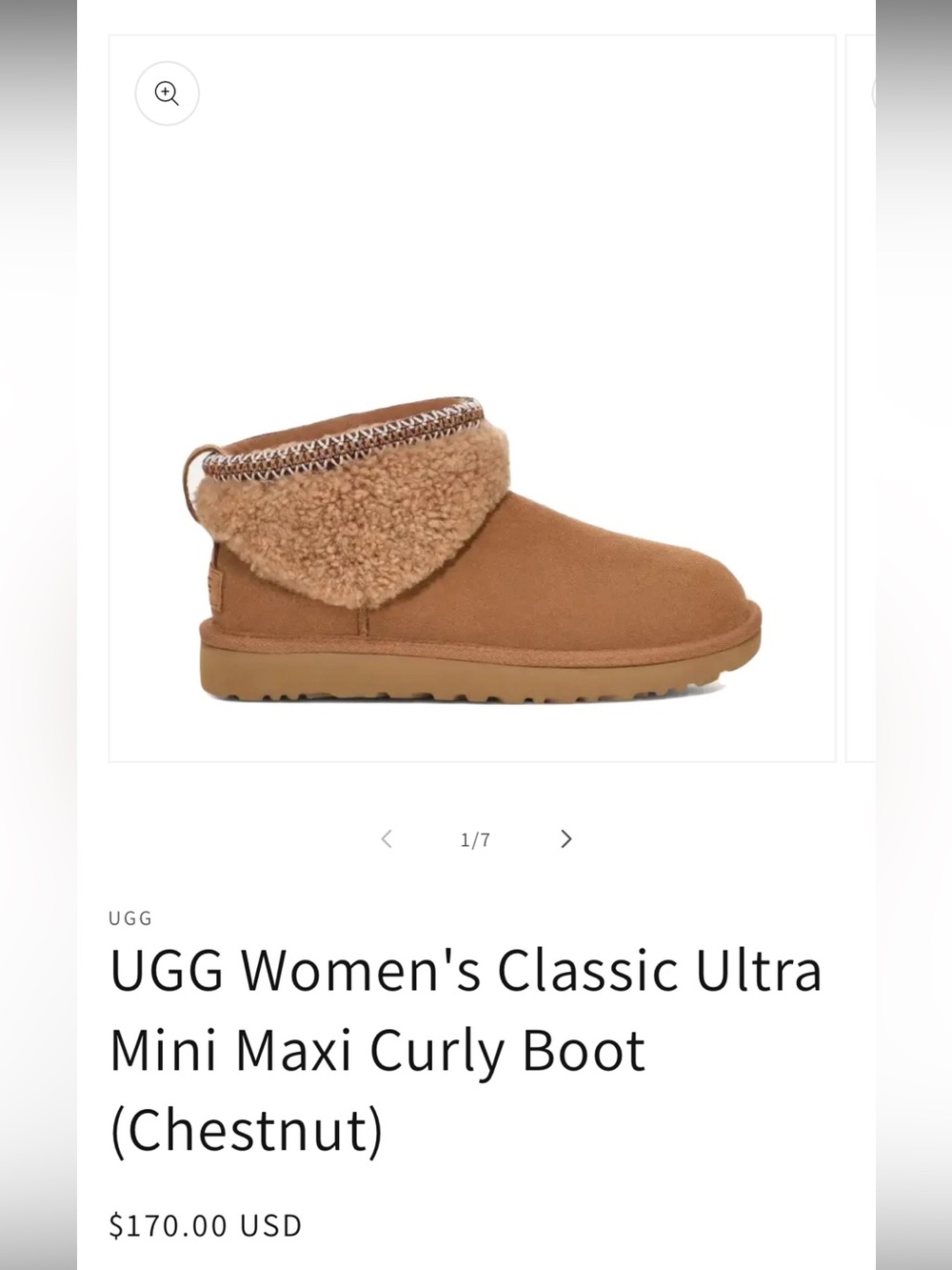 UGG Chestnut Mini Maxi Curly Boot